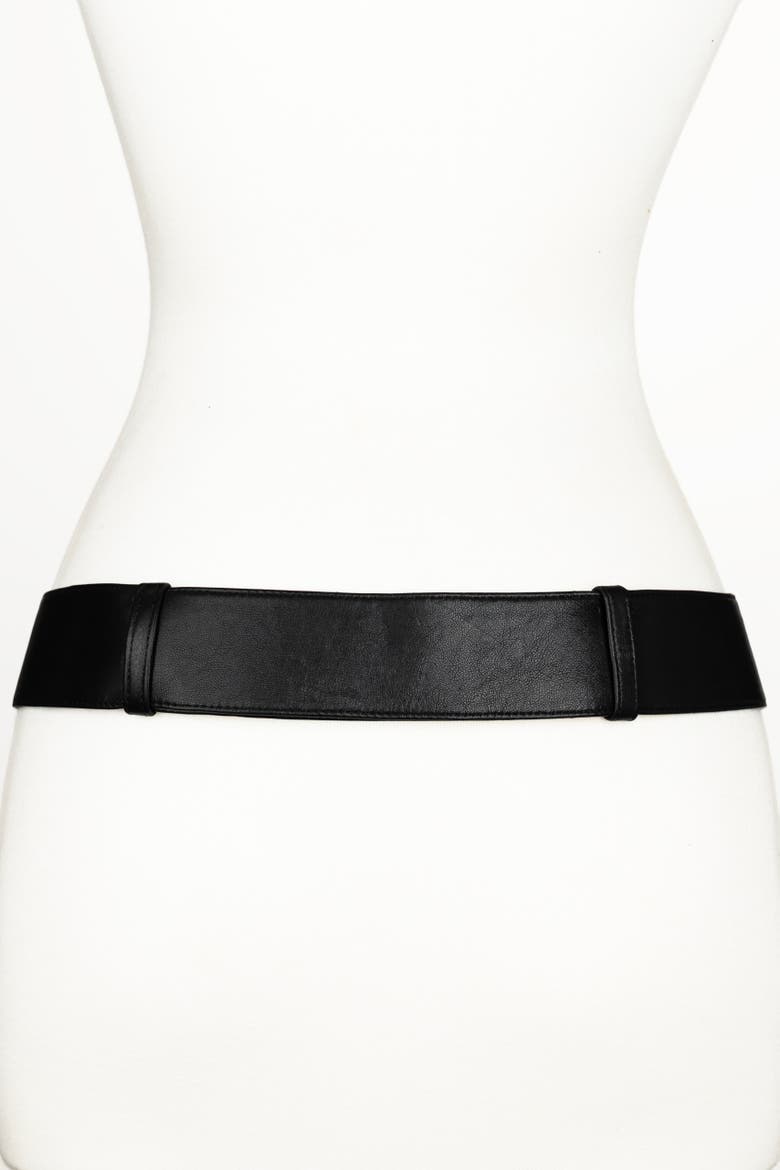 Scorpion Buckle Leather Belt, Alternate, color, Black