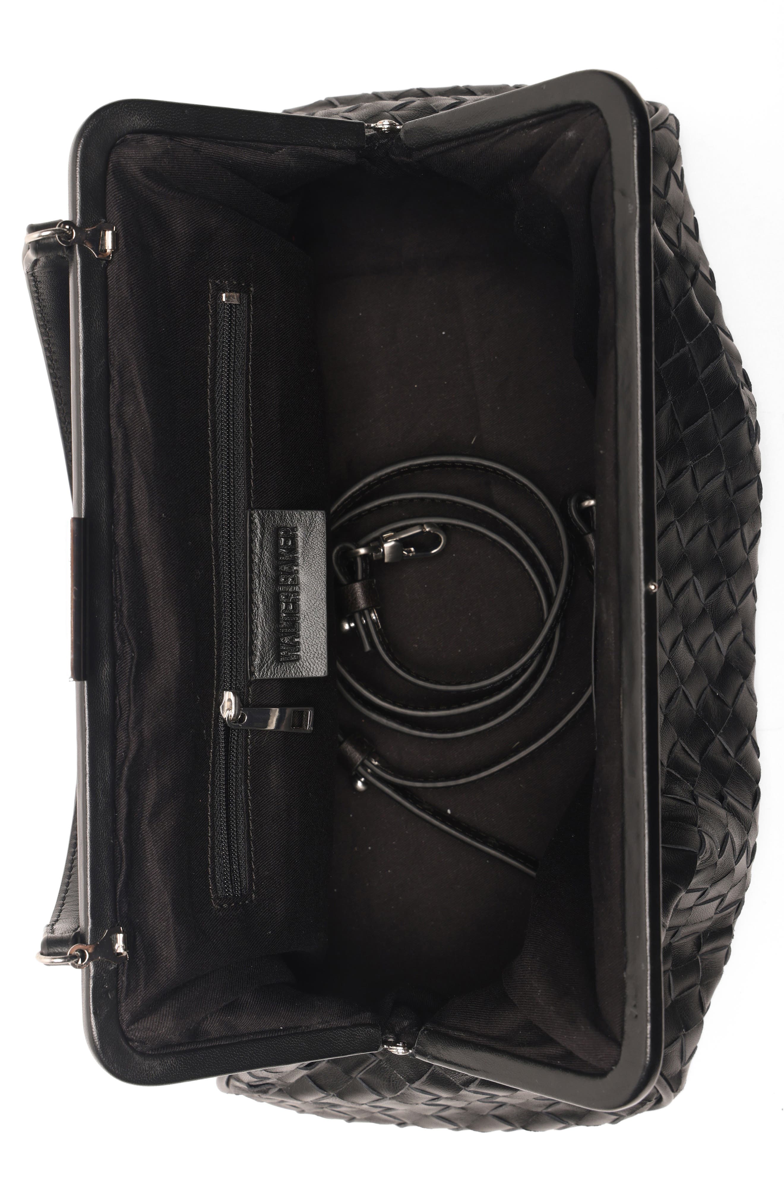 Rumi Woven Leather Clutch, Alternate, color, BLACK