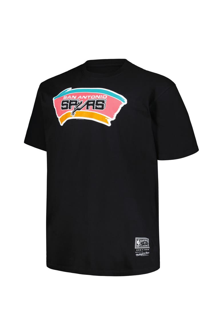 Men's Mitchell & Ness Black San Antonio Spurs Big & Tall Hardwood Classics Vintage Logo T-Shirt, Alternate, color, Black