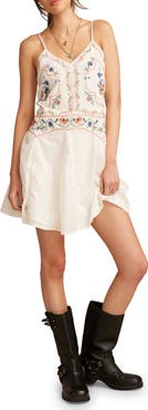Lucky Brand Embroidered Strappy Mini Sundress