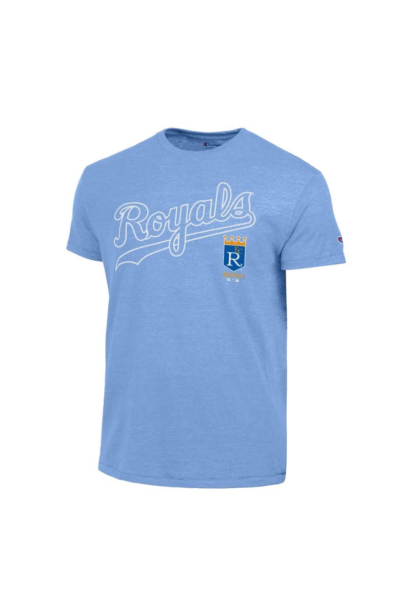 Champion Men's Champion Light Blue Kansas City Royals Cooperstown Wordmark Lockup Tri-Blend T-Shirt, Alternate, color, Light Blue