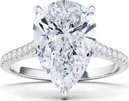 HauteCarat Pear Cut Pavé Lab Grown Diamond Ring
