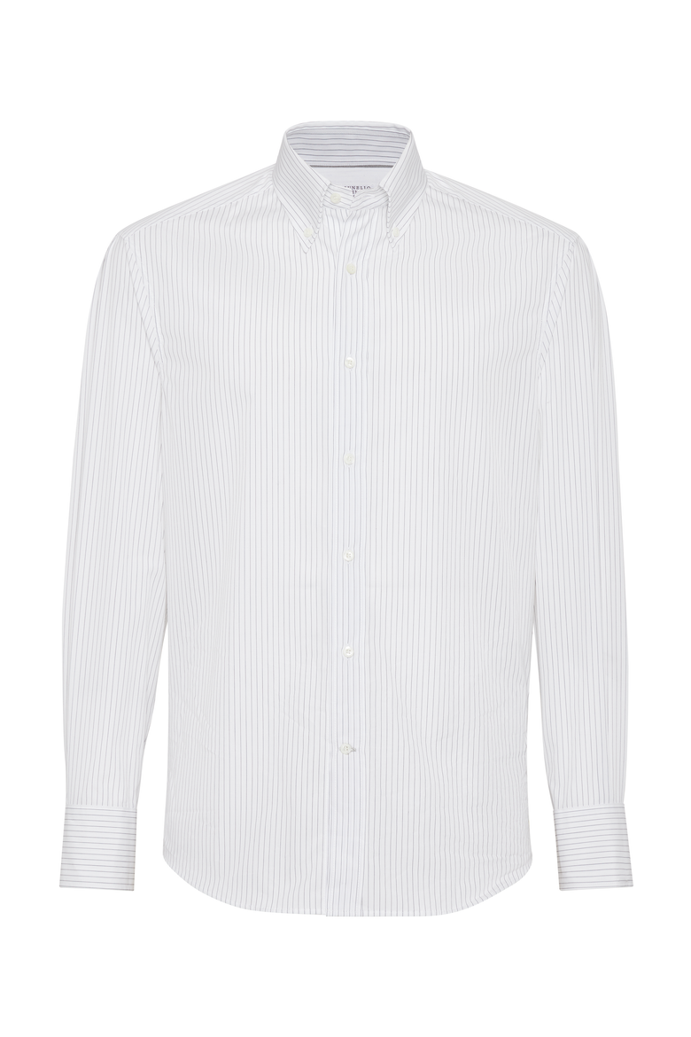 Pinstripe slim fit shirt with button-down collar, Main, color, Anthracite