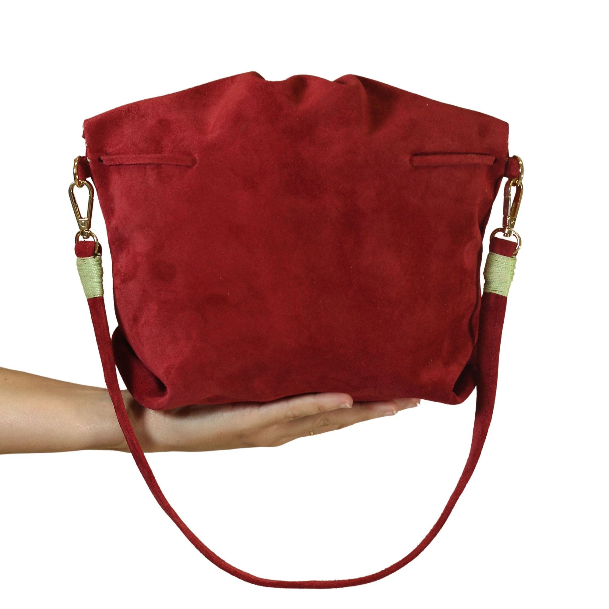 Medium Butterfly Suede Leather Bag, Alternate, color, Malbec