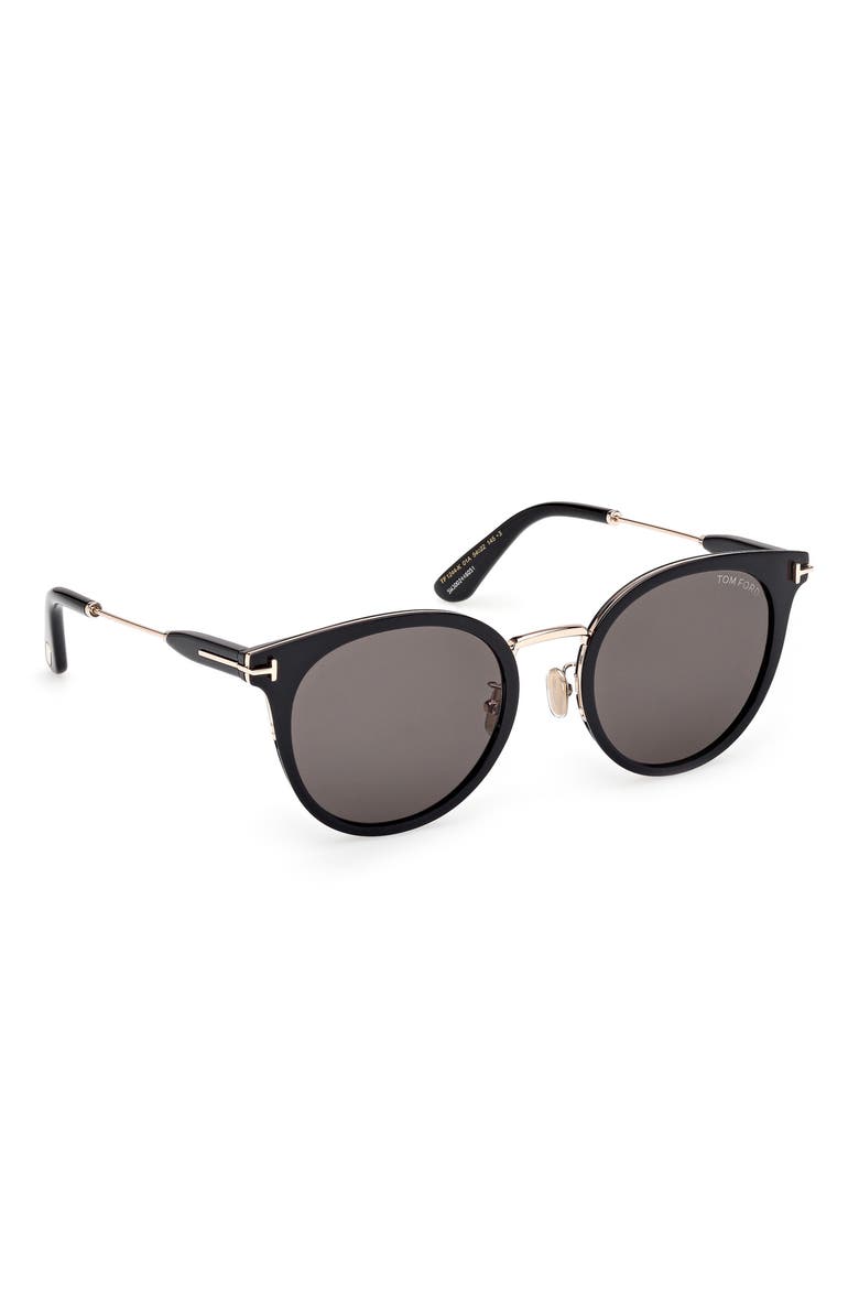 54mm Round Sunglasses, Alternate, color, BLACK ROSE GOLD / SMOKE