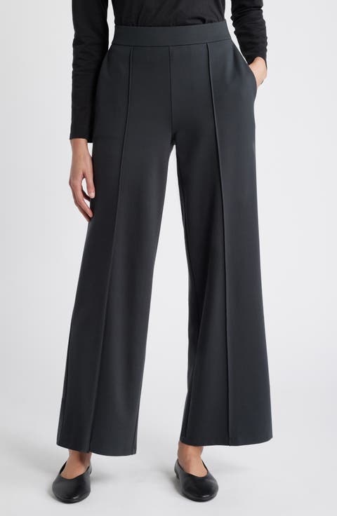 Flex Pintuck Double Knit Ponte Wide Leg Pants