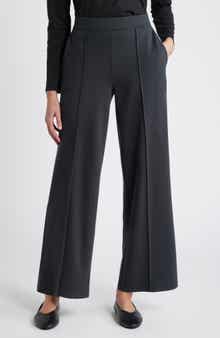 Eileen Fisher Flex Pintuck Double Knit Ponte Wide Leg Pants