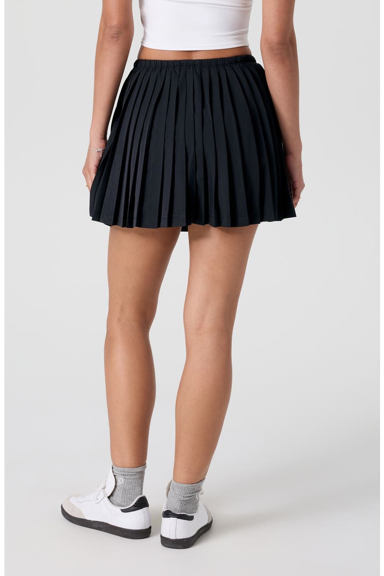Clementine Pleated Miniskirt, Alternate, color, BLACK