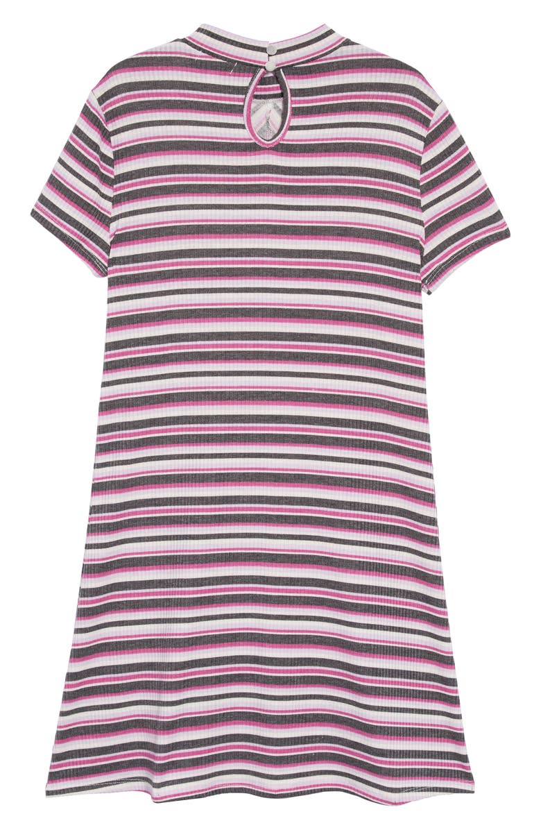 Love, Fire Pieced Stripe Mock Neck Dress, Alternate, color, 