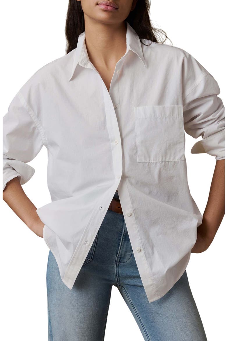 Coastal Relaxed Organic Cotton Button-Up Shirt, Main, color, WHITE