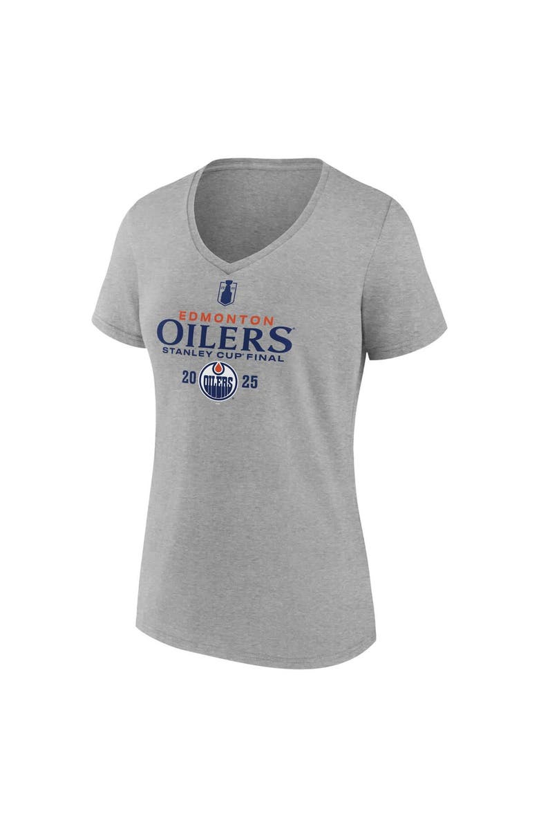 FANATICS Women's Fanatics  Heather Gray Edmonton Oilers 2025 Stanley Cup Final Roster V-Neck T-Shirt, Alternate, color, 