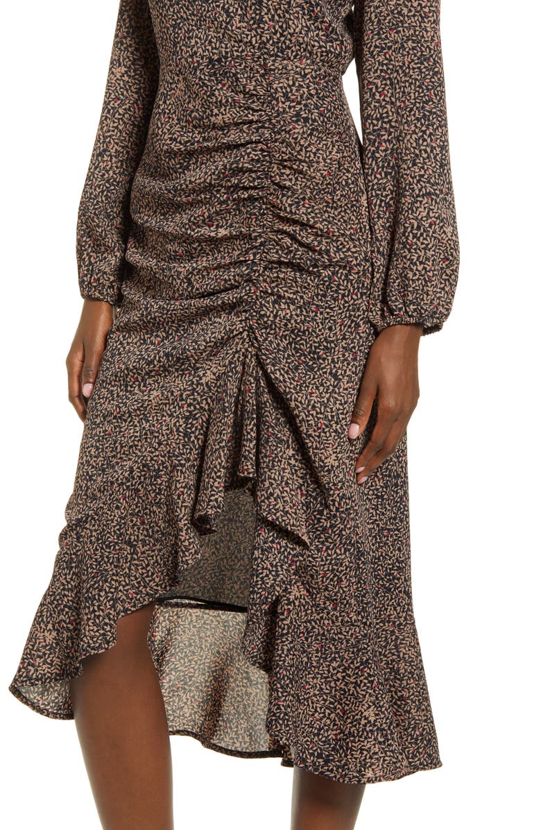 All in Favor Ruffle Long Sleeve High/Low Midi Dress, Alternate, color,