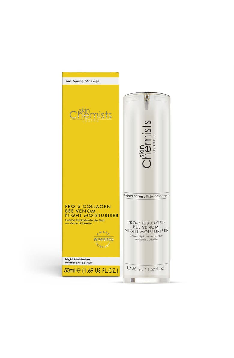 SKINCHEMISTS Pro-5 Collagen Bee Venom Night Moisturiser 50ml for Loss of Firmness, Anti-Aging, Alternate, color, White