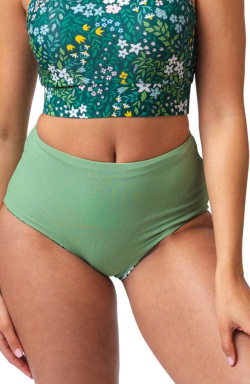 Shop Lime Ricki Swimwear Reversible Ultra High-waist Bottom In Cottage Floral/basil