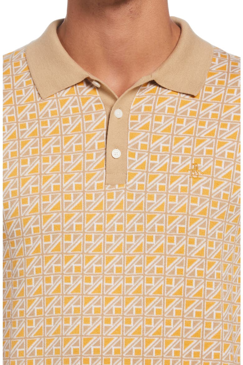 Geo Pattern Polo Sweater, Alternate, color, TRAVERTINE