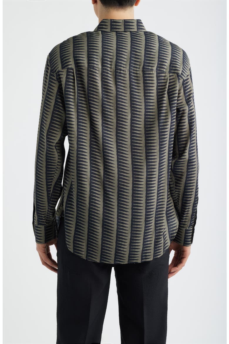 Gro Print Long Sleeve Button-Up Shirt, Alternate, color, FANCY BLUE