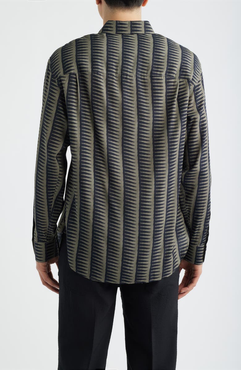 Emporio Armani Gro Print Long Sleeve Button-Up Shirt, Alternate, color, Fancy Blue