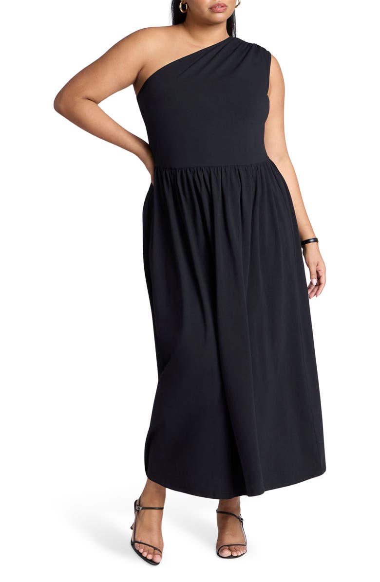 ELOQUII One-Shoulder Maxi Dress, Main, color, 