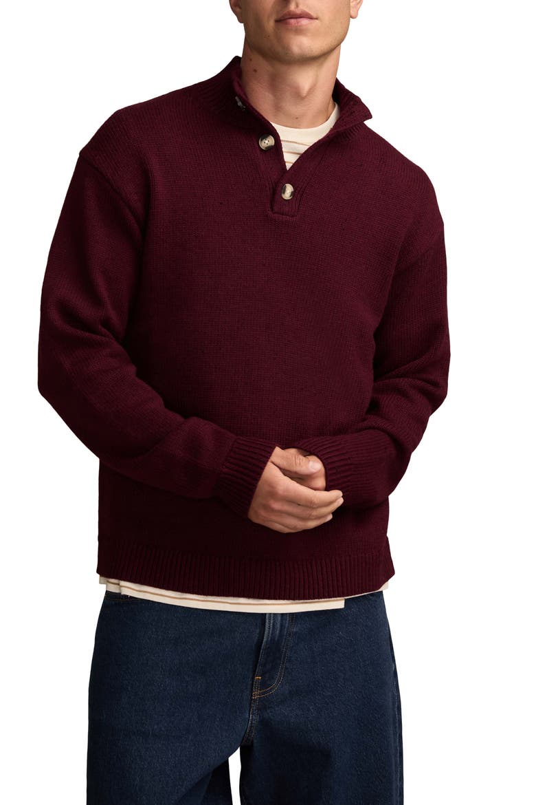 Nep Half Button Sweater, Main, color, MAROON BANNER