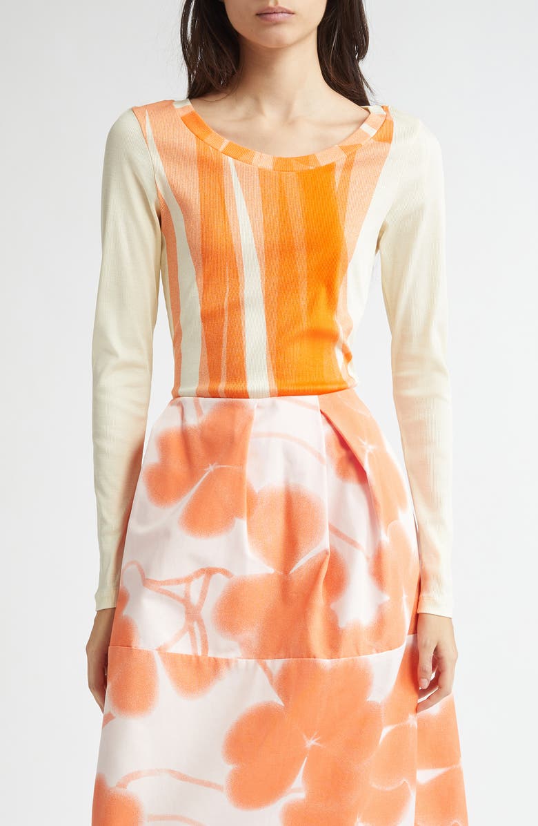 Marimekko Kuulto Vire Long Sleeve Knit Top, Main, color, Light Yellow Orange