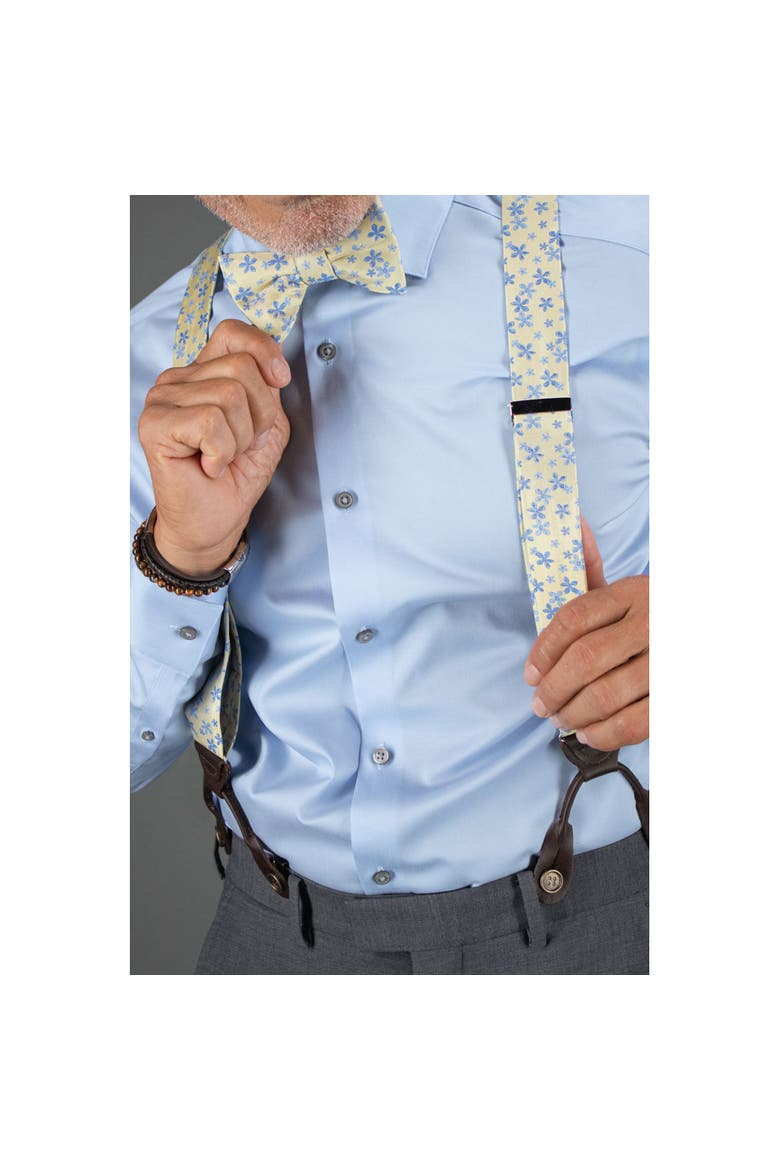 Weldon Floral Silk Button End Suspenders, Alternate, color, Yellow and Light Blue