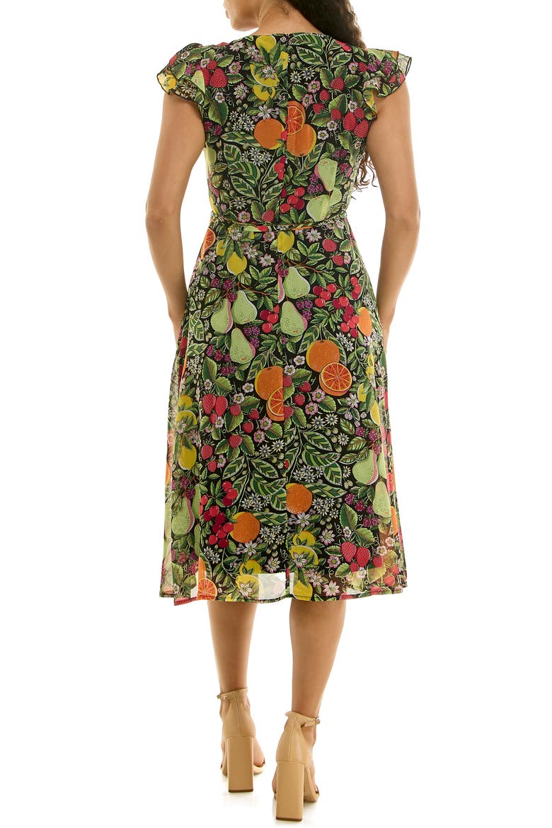 V-Neck Sleeveless Fit & Flare Dress, Alternate, color, BLACK/GREEN MULTI