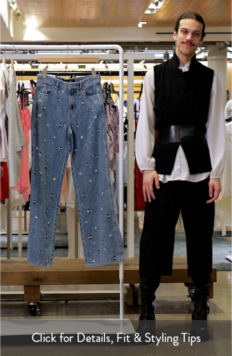 Kasey Embellished Wide Leg Jeans, sales video thumbnail