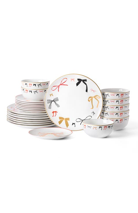 Rosie Porcelain 24-Piece Dinnerware Set