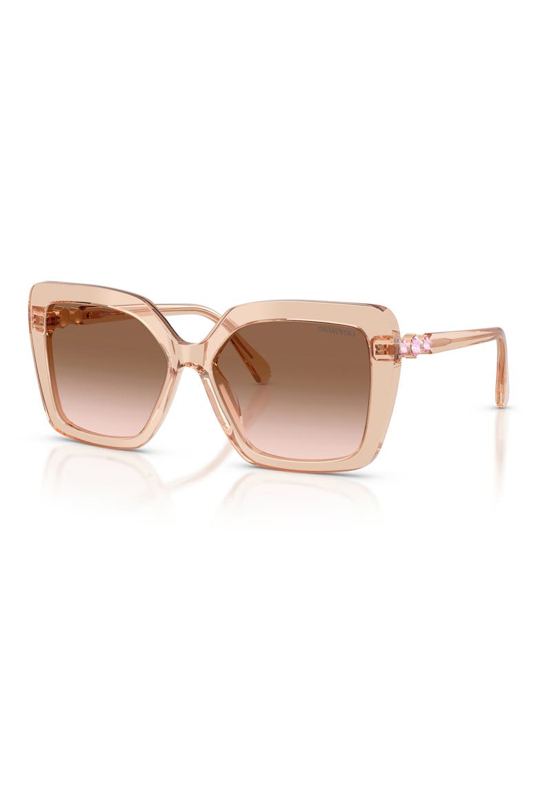 57mm Butterfly Sunglasses, Alternate, color, TRANSPARENT BEIGE / BROWN