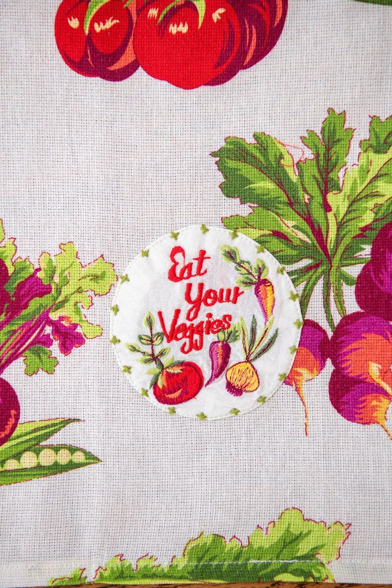 Farm Fresh Embroidered Tea Towels, Set of 2, Alternate, color, White