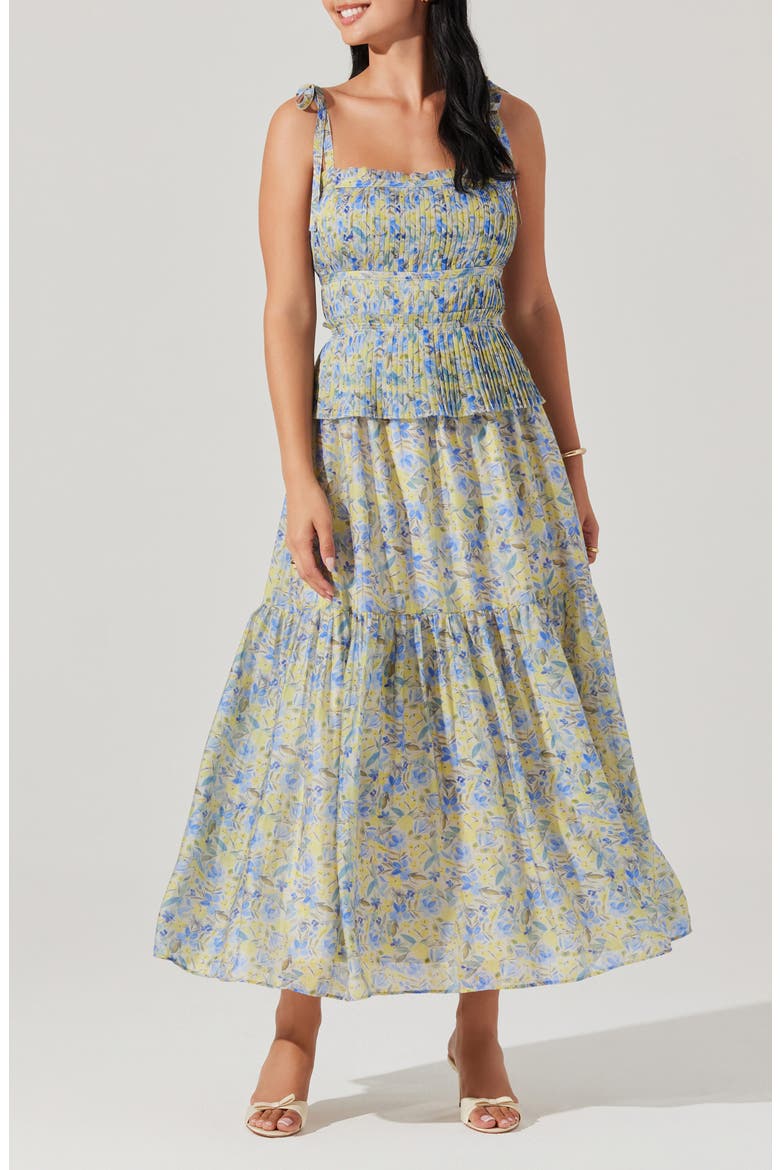 Ethelind Floral Tiered Sundress, Main, color, BLUE YELLOW FLORAL