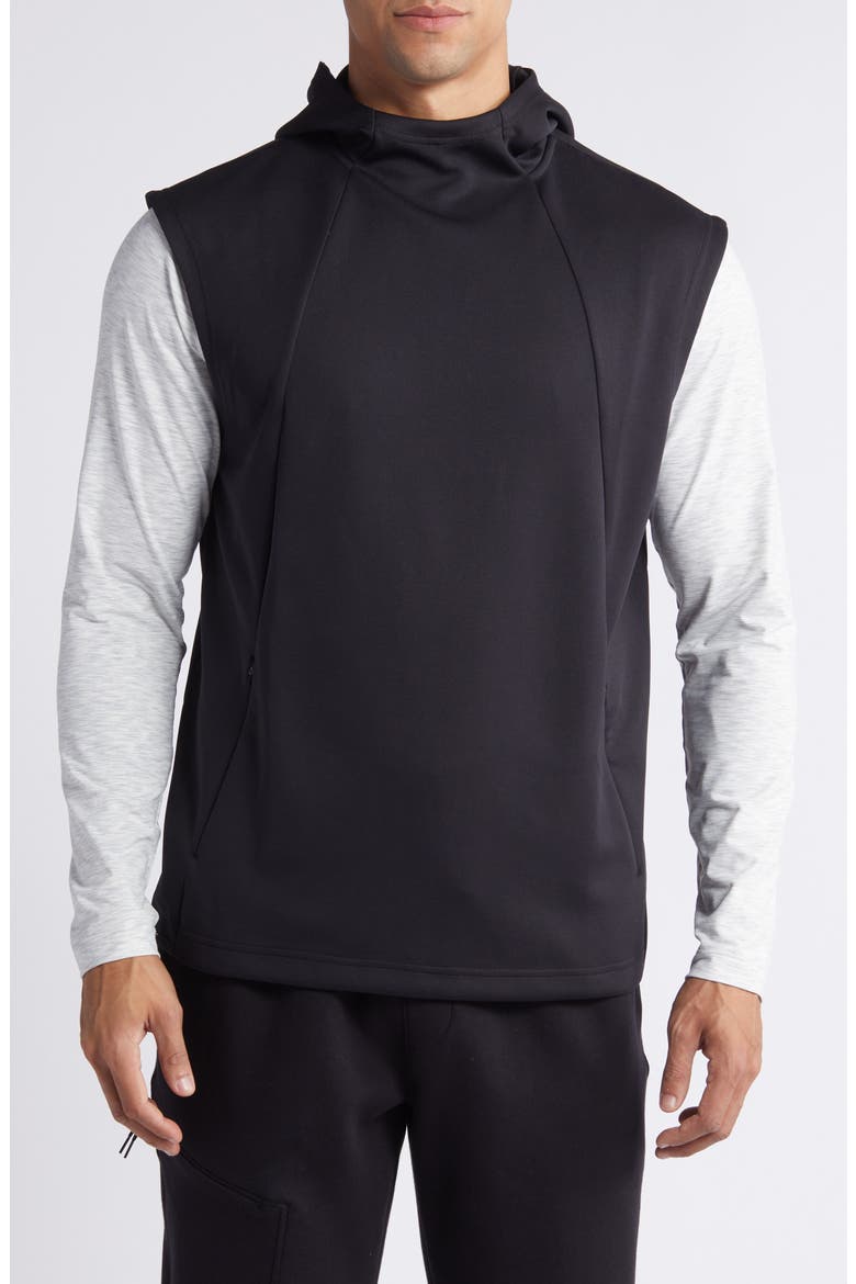 Arch Sleeveless Hoodie, Alternate, color, BLACK