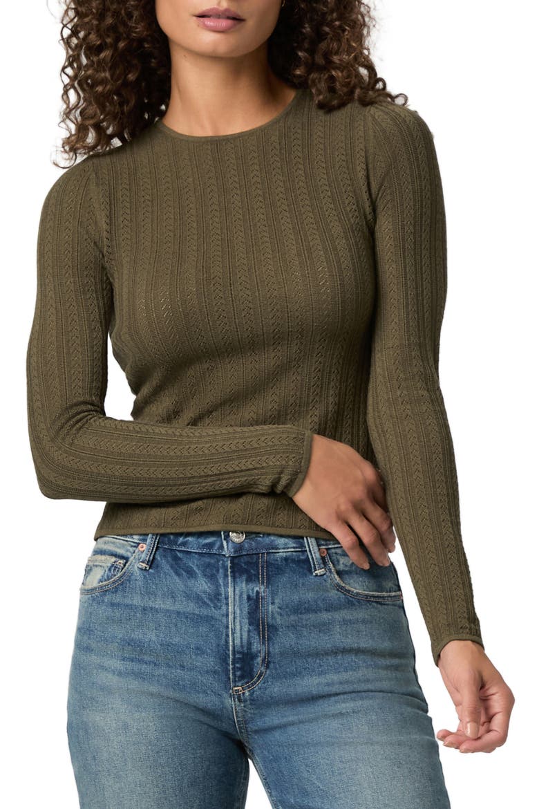 Alis Pointelle Knit Top, Main, color, DARK ARMY