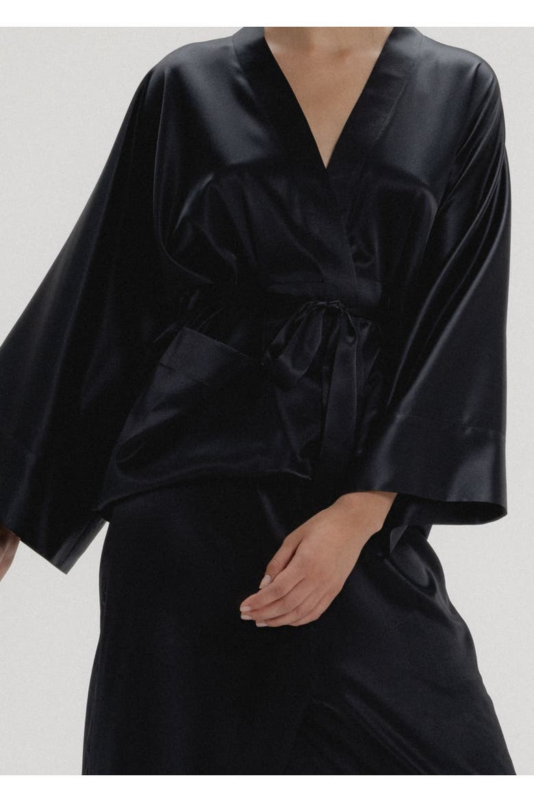 Silk Long Sleeve Jacket, Alternate, color, Black