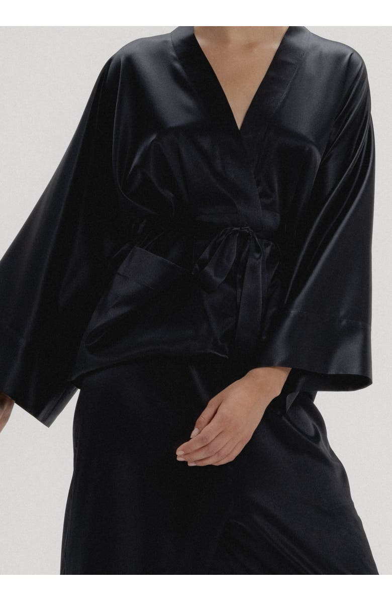 Alas 100 Silk Kimono Jacket, Alternate, color, Black