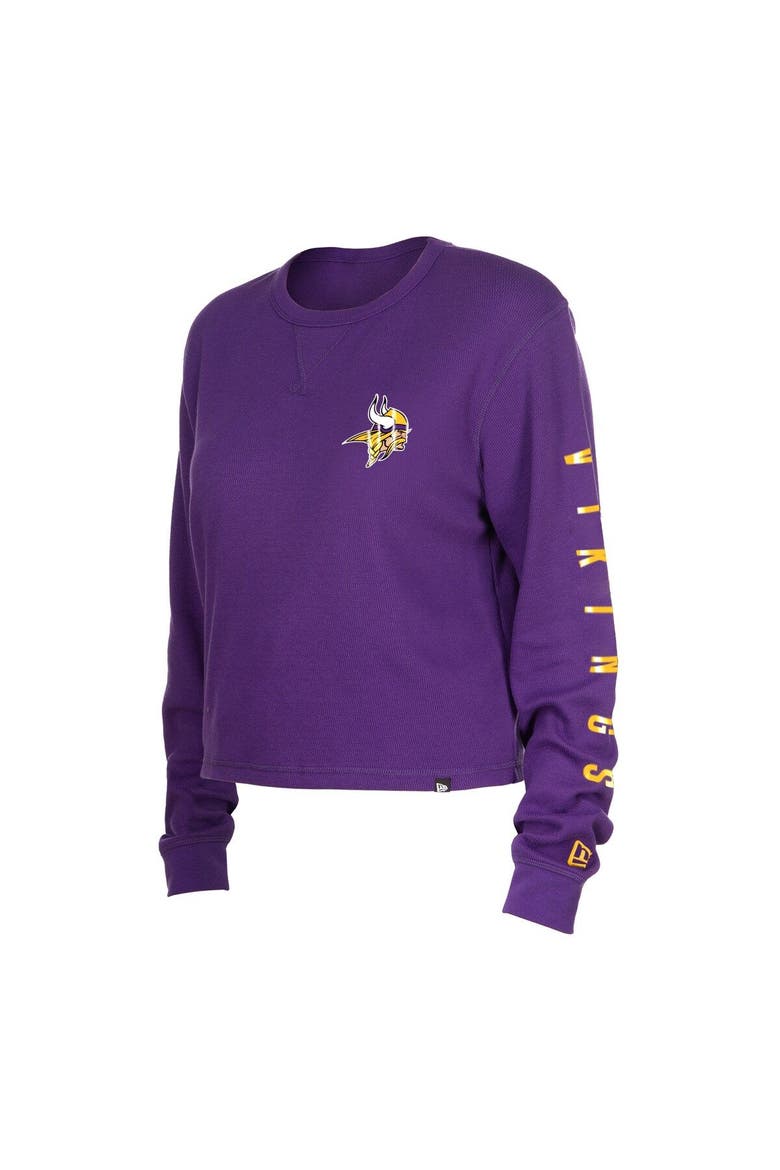 Women's New Era  Purple Minnesota Vikings Thermal Crop Long Sleeve T-Shirt, Alternate, color, Purple