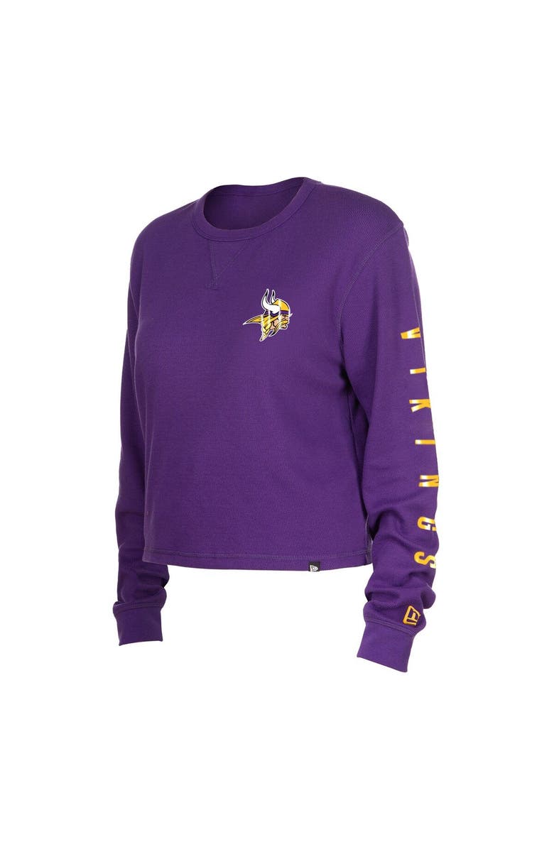 New Era Women's New Era  Purple Minnesota Vikings Thermal Crop Long Sleeve T-Shirt, Alternate, color, Purple