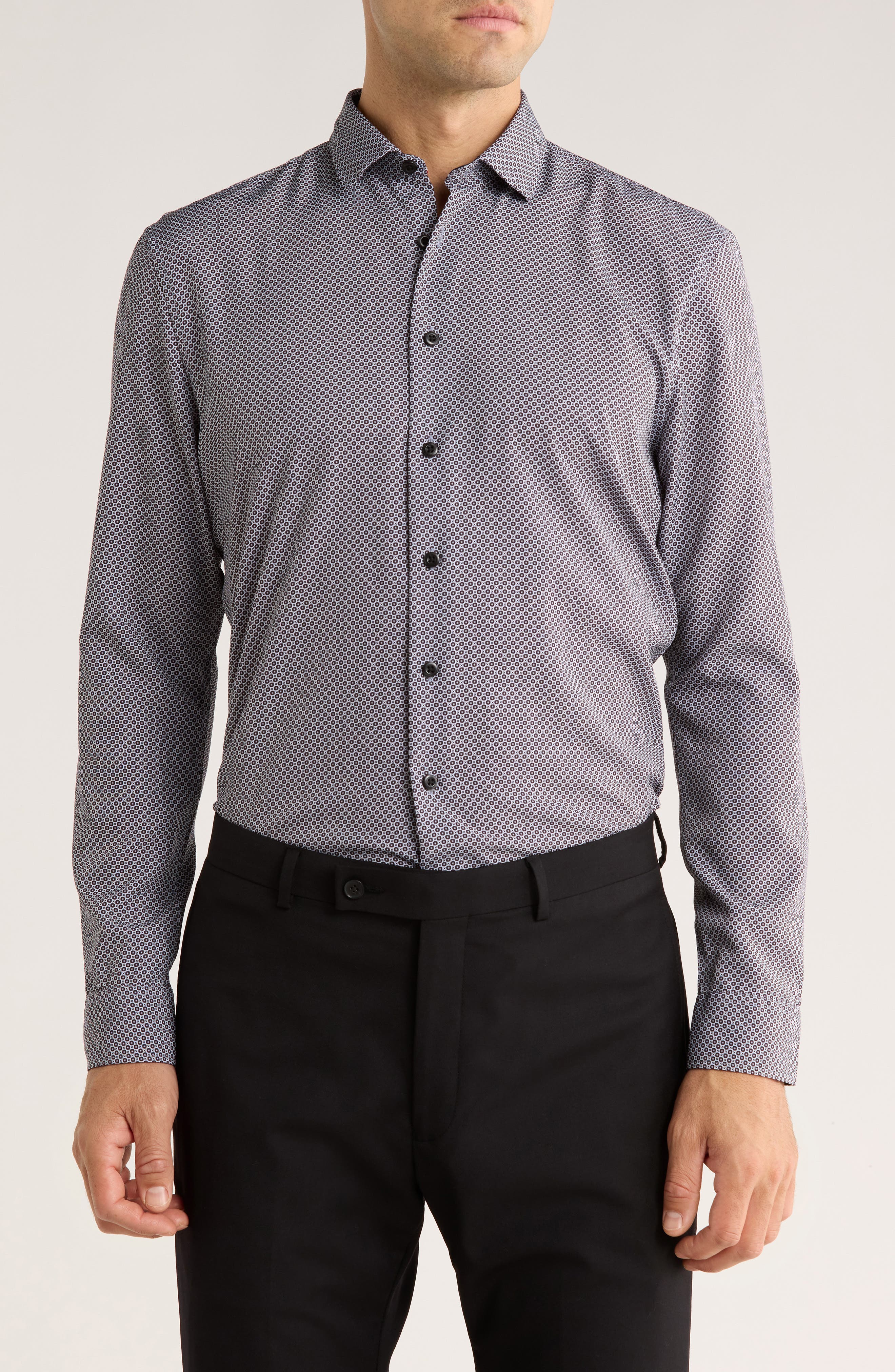 SOUL OF LONDON Dot Stretch Button-Up Shirt