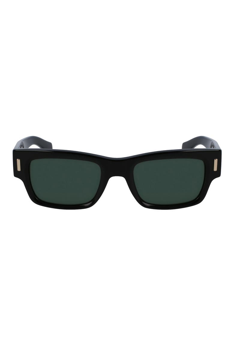 Rivets 53mm Rectangular Sunglasses, Main, color, BLACK