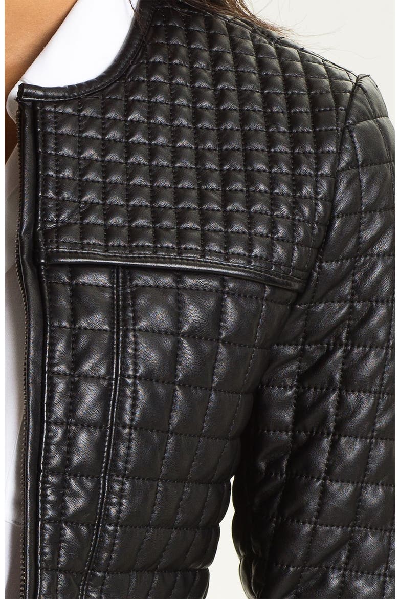 Quilted Faux Leather Jacket, Alternate, color, RICH BLACK