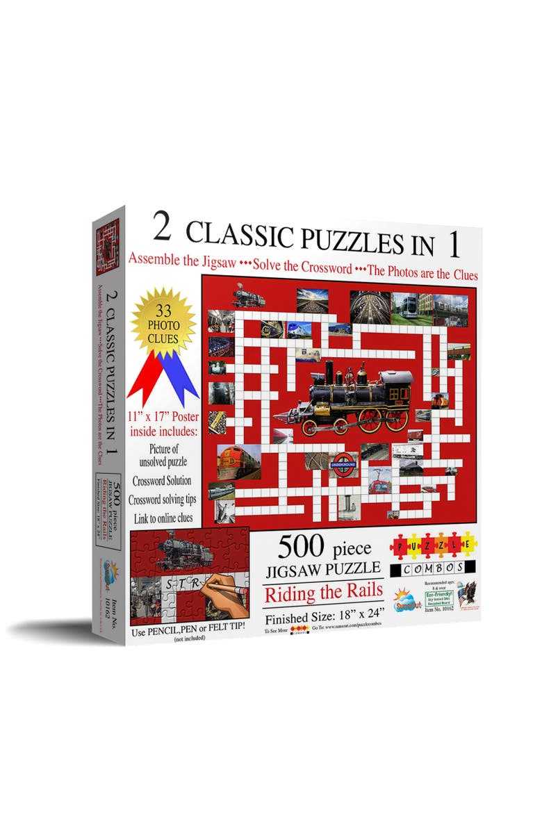 Sunsout Riding the Rails 500 piece Jigsaw Puzzle for Adults Puzzle Combo, Main, color, Multicolor