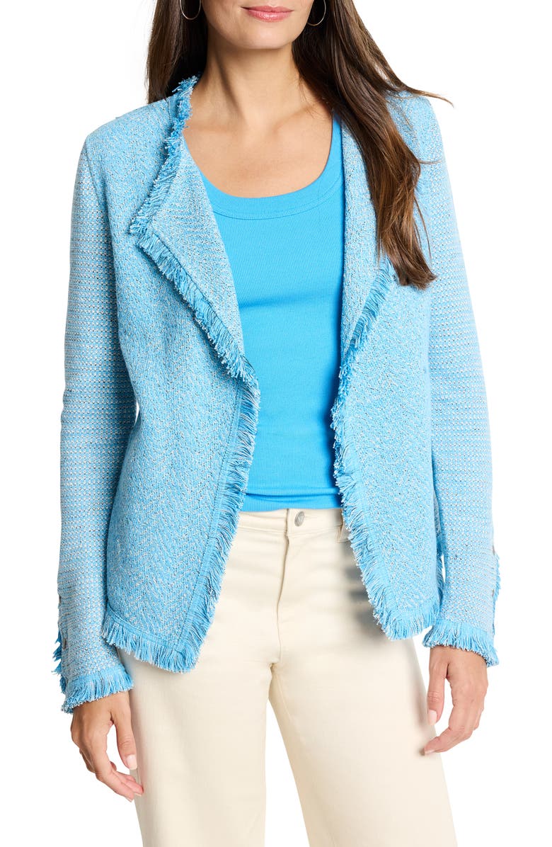 NIC+ZOE Fringe Mix Knit Jacket, Main, color, 