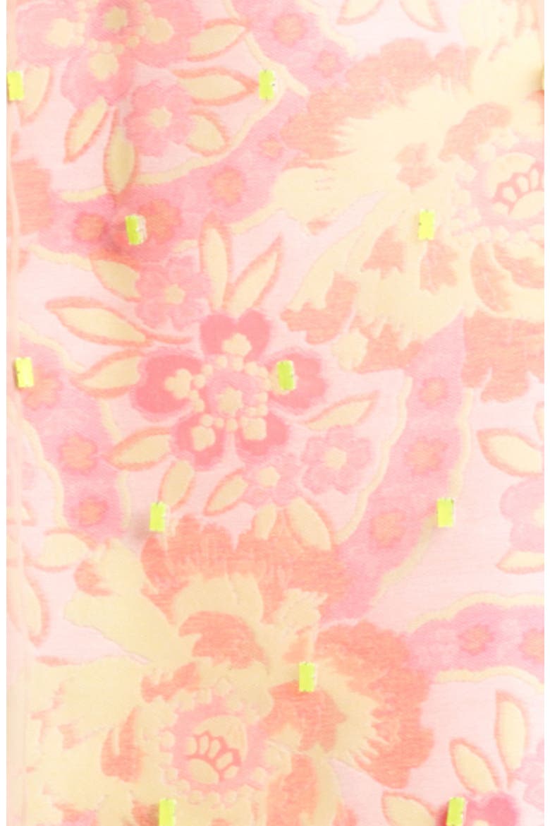 Damask Jacquard & Beaded Organza Dress, Alternate, color, NEON PEACH/ PINK