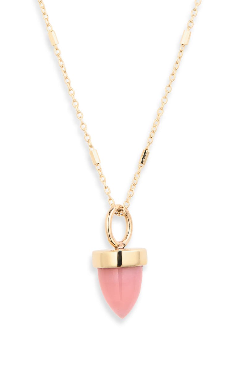 Zoë Chicco Opal Bullet Pendant Necklace, Main, color, 14K Yellow Gold / Pink Opal