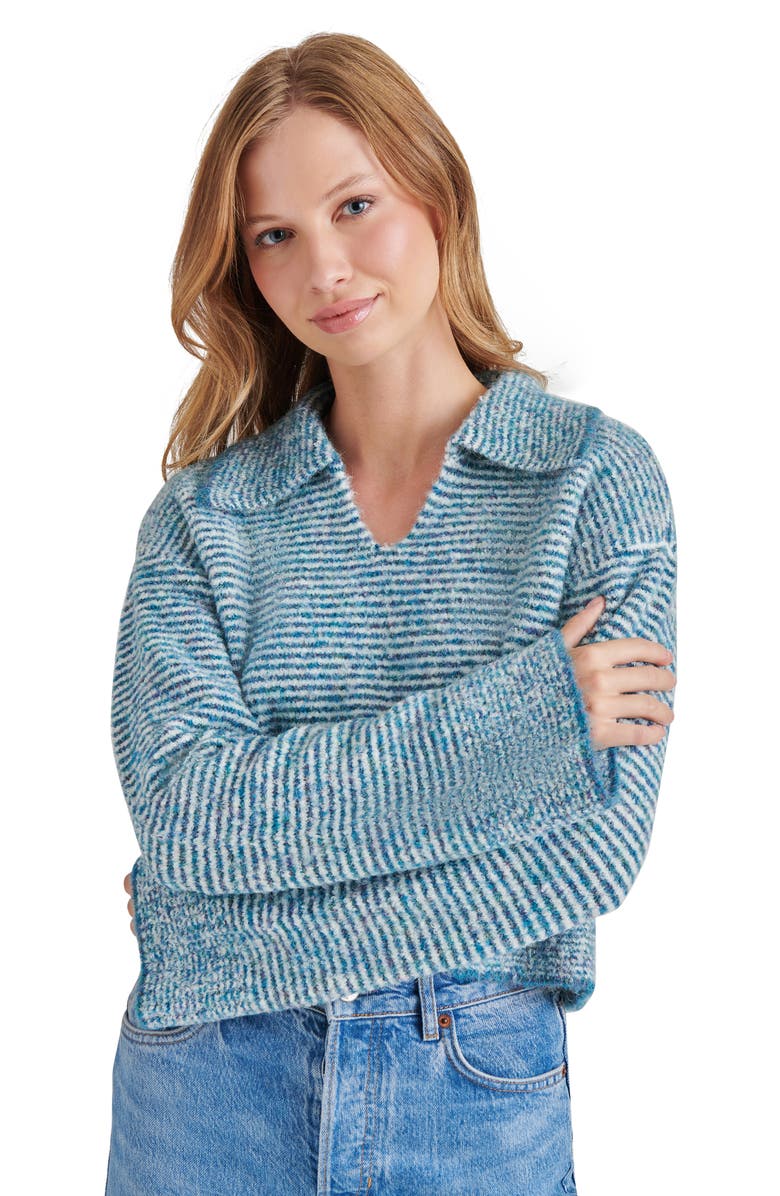 Steve Madden Esther Johnny Collar Sweater, Alternate, color, Blue Multi
