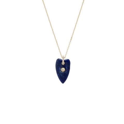 CZ Bezel Elongated Heart Natural Stone Necklace