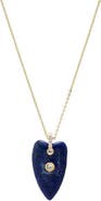 BY ADINA EDEN CZ Bezel Elongated Heart Natural Stone Necklace