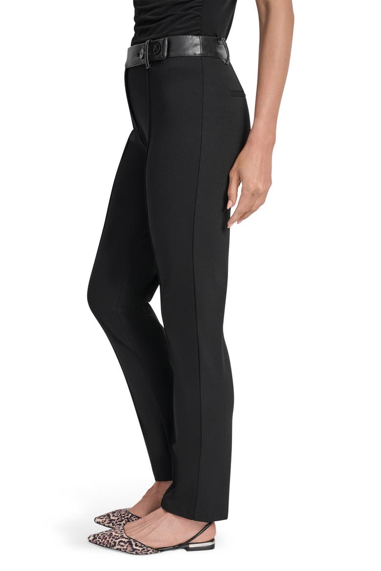 Faux Leather Trim Skinny Pants, Alternate, color, BLACK