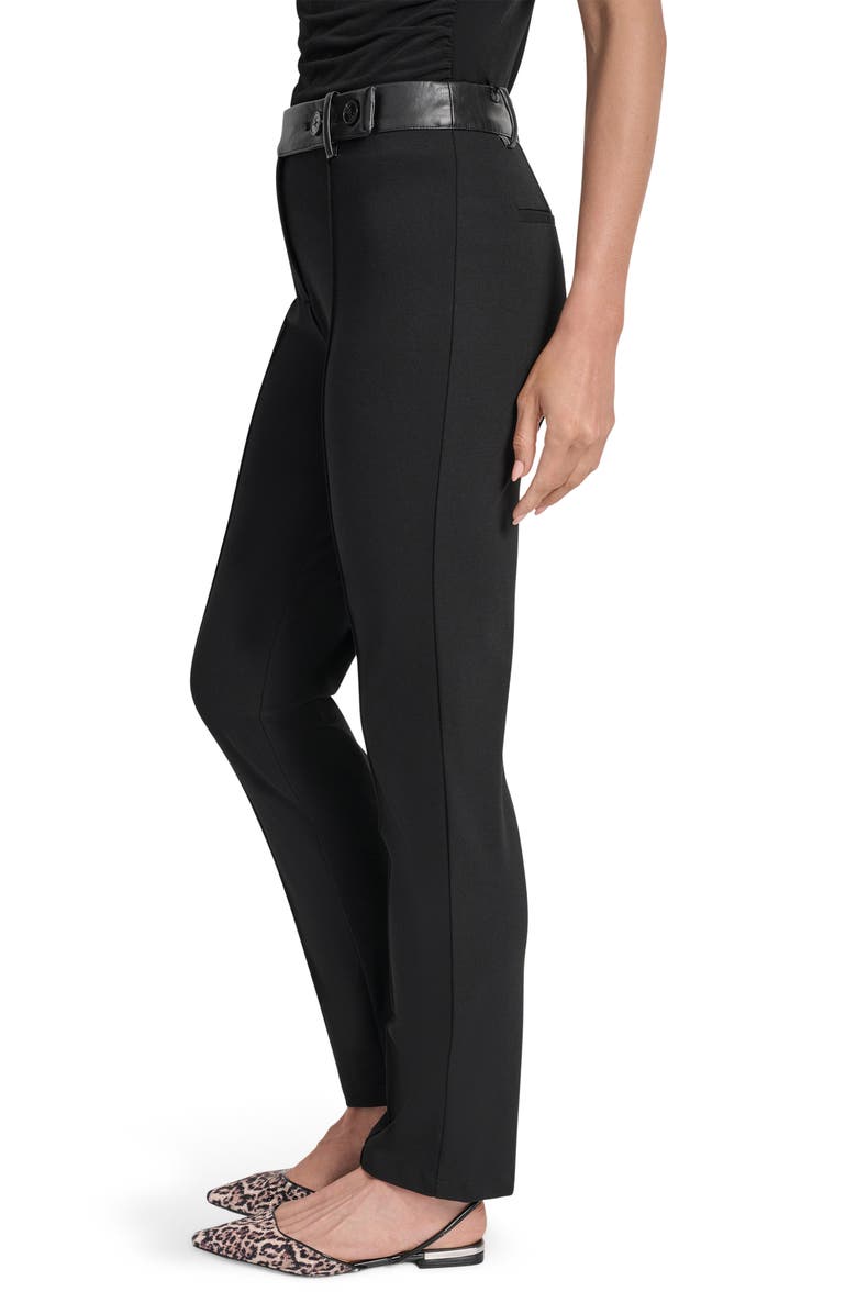 DKNY Faux Leather Trim Skinny Pants, Alternate, color, Black
