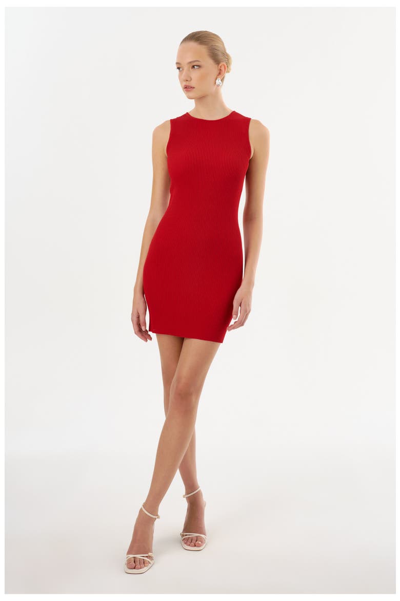 SHAY | Rib Knit Mini Dress, Alternate, color, Red